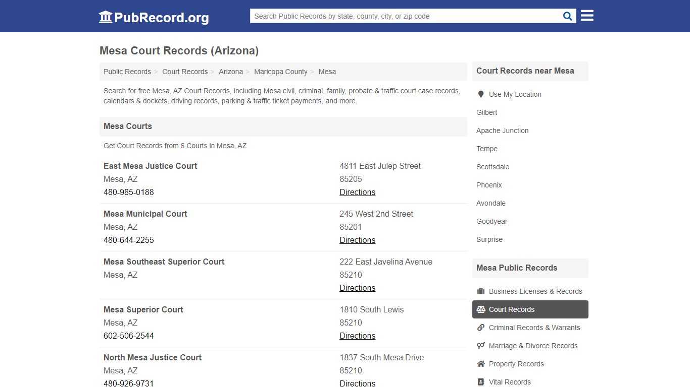 Free Mesa Court Records (Arizona Court Records) - PubRecord.org